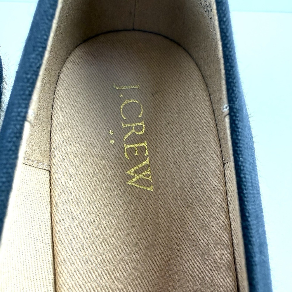 J Crew Seville Espadrille Wedge 10 Black Canvas Slip On Timeless Chic Shoes - Picture 4 of 11